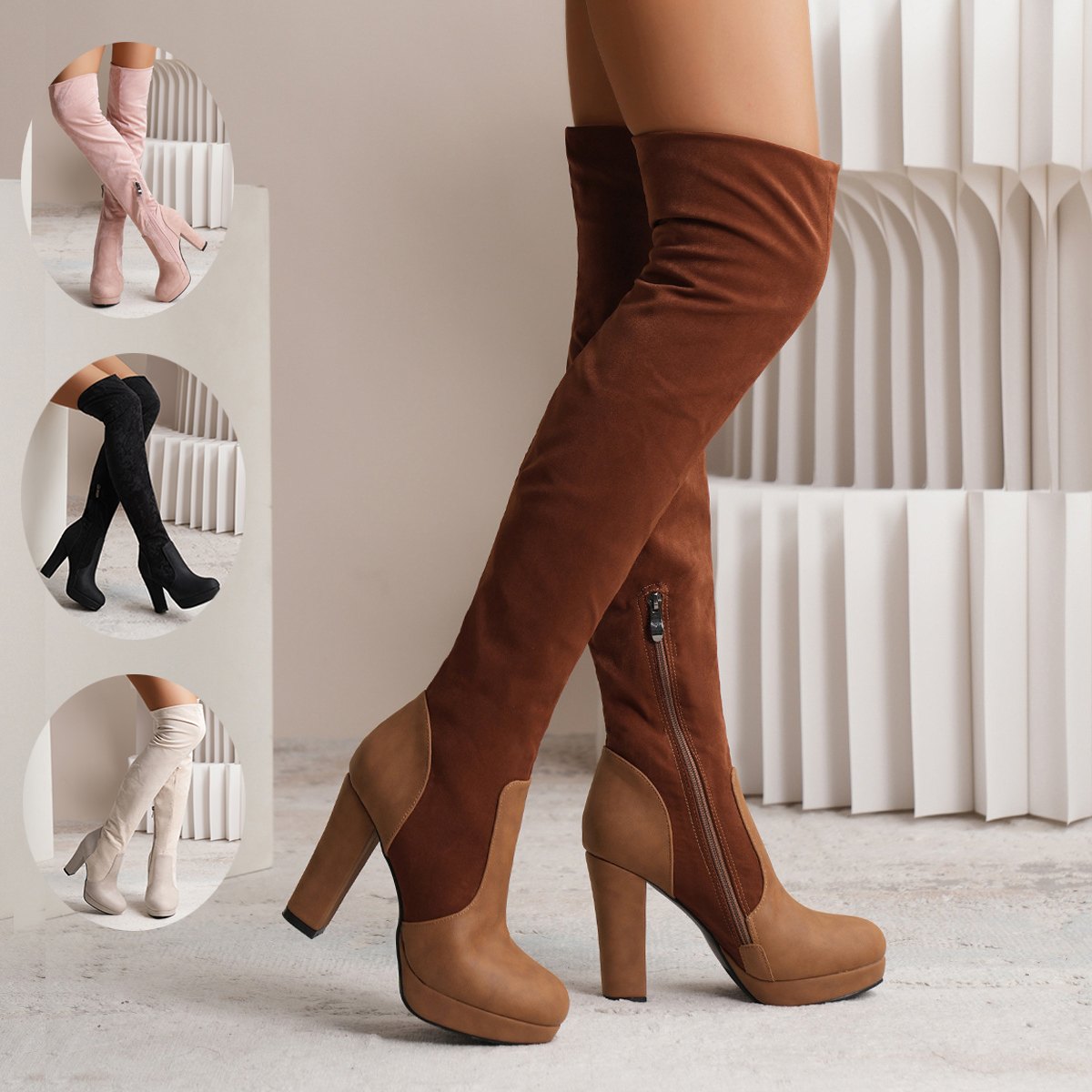 Women's Suede Over-the-Knee Boots