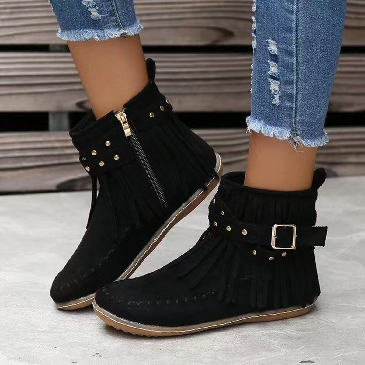 Women's Tassel Rivet Ankle Boots