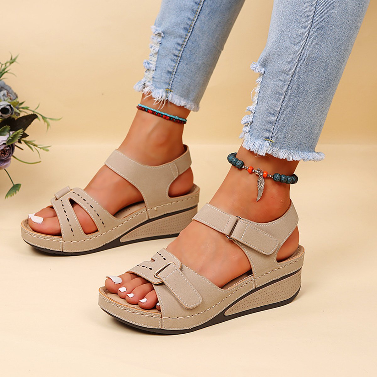 Women's Wedge Velcro Sandals