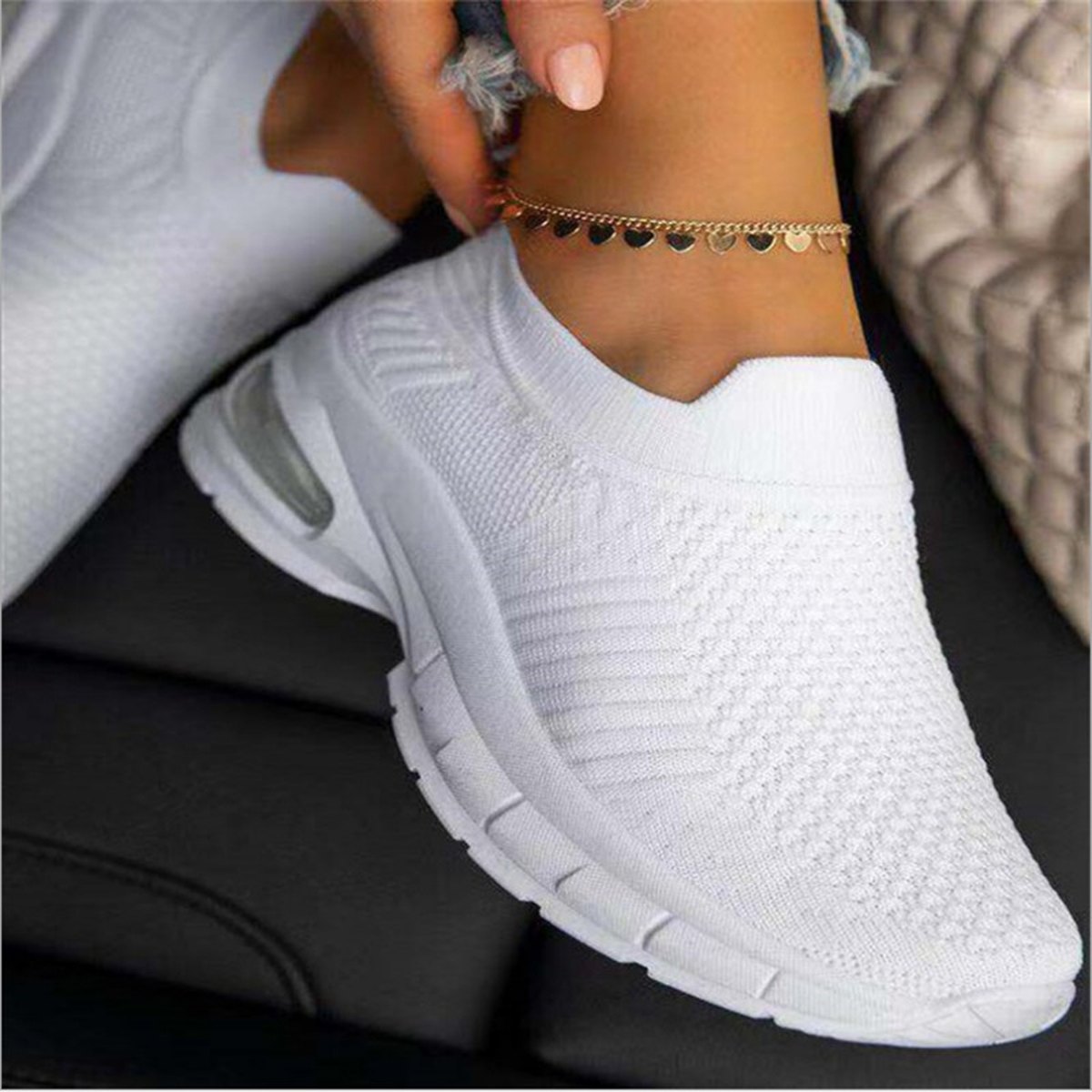 Women's White Sock Sneakers