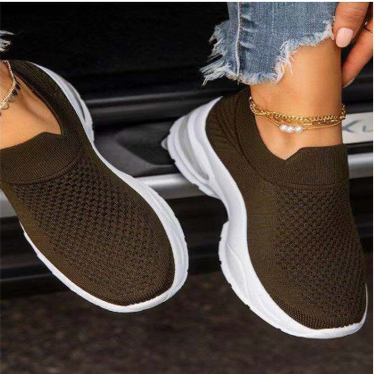 Women's White Sock Sneakers