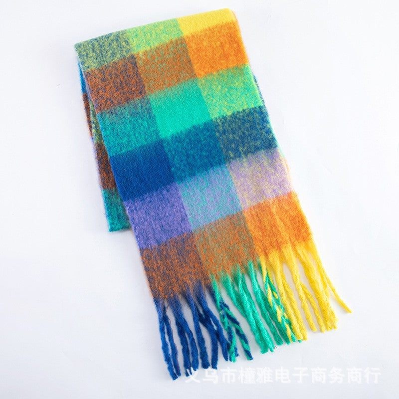 Thick Mohair Fluffy Scarf Warm Plush