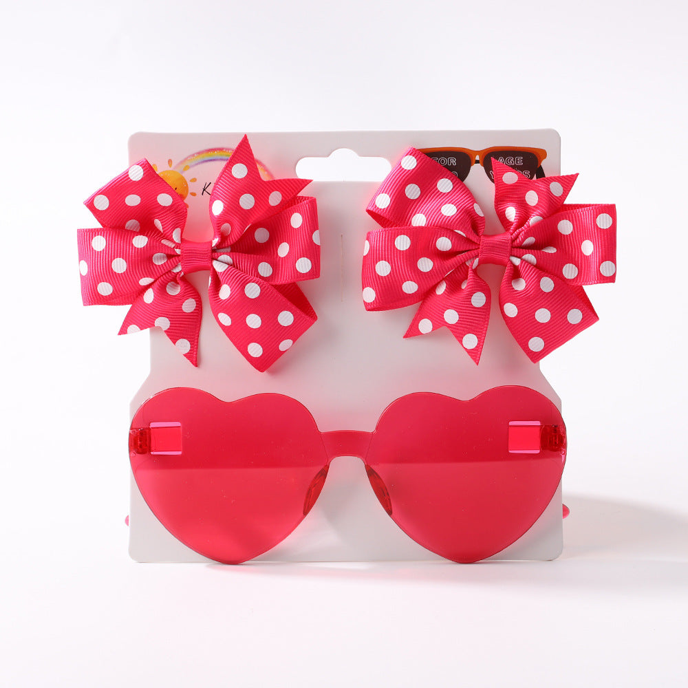 Kids' Bow Hair Clip and Sunglasses Set