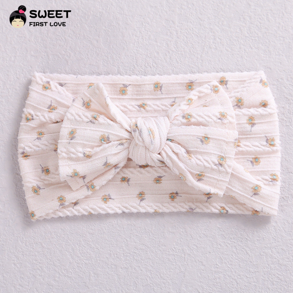Children's Wide-brimmed Elastic Bow Baby Printed Headband