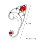 Fairy Ear Cuff Earring Red Crystal Stone