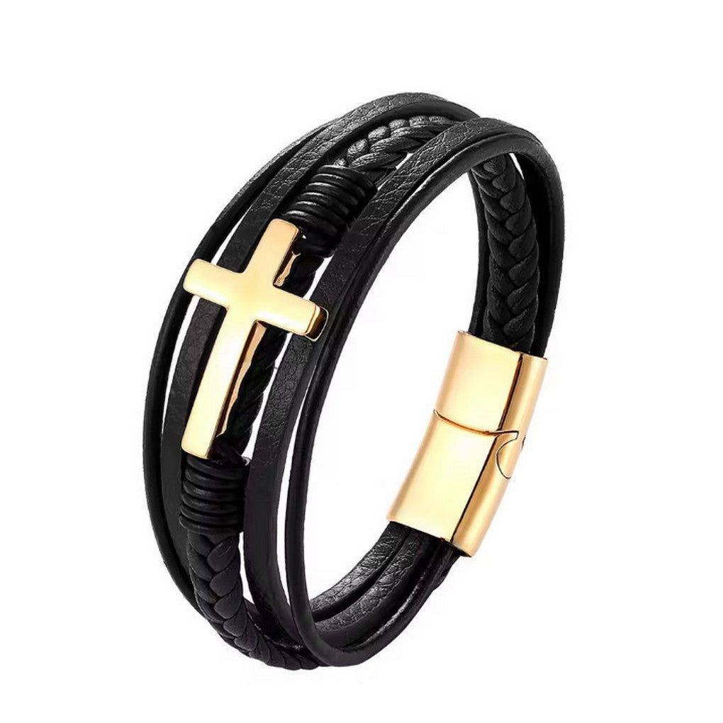 Cross Leather Bracelet