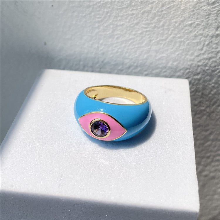 Drip Rings Eye Copper Gold Plated Zircon