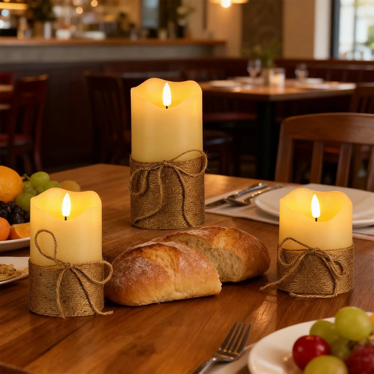 Flameless LED Pillar Candles, 3 Pieces