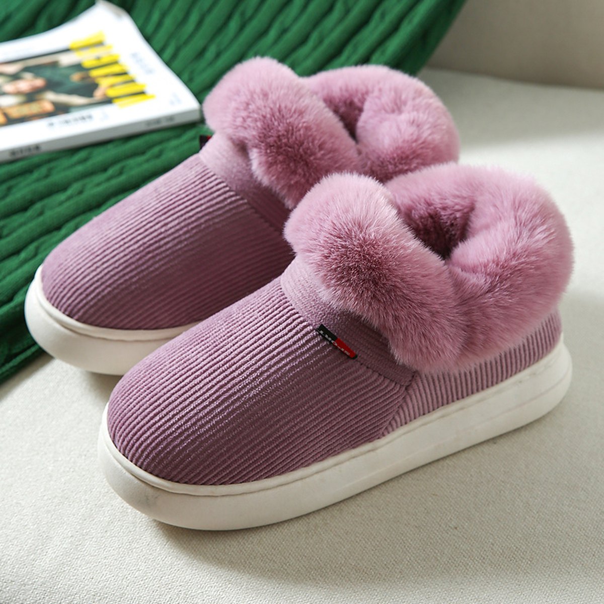 Fluffy Corduroy House Slippers