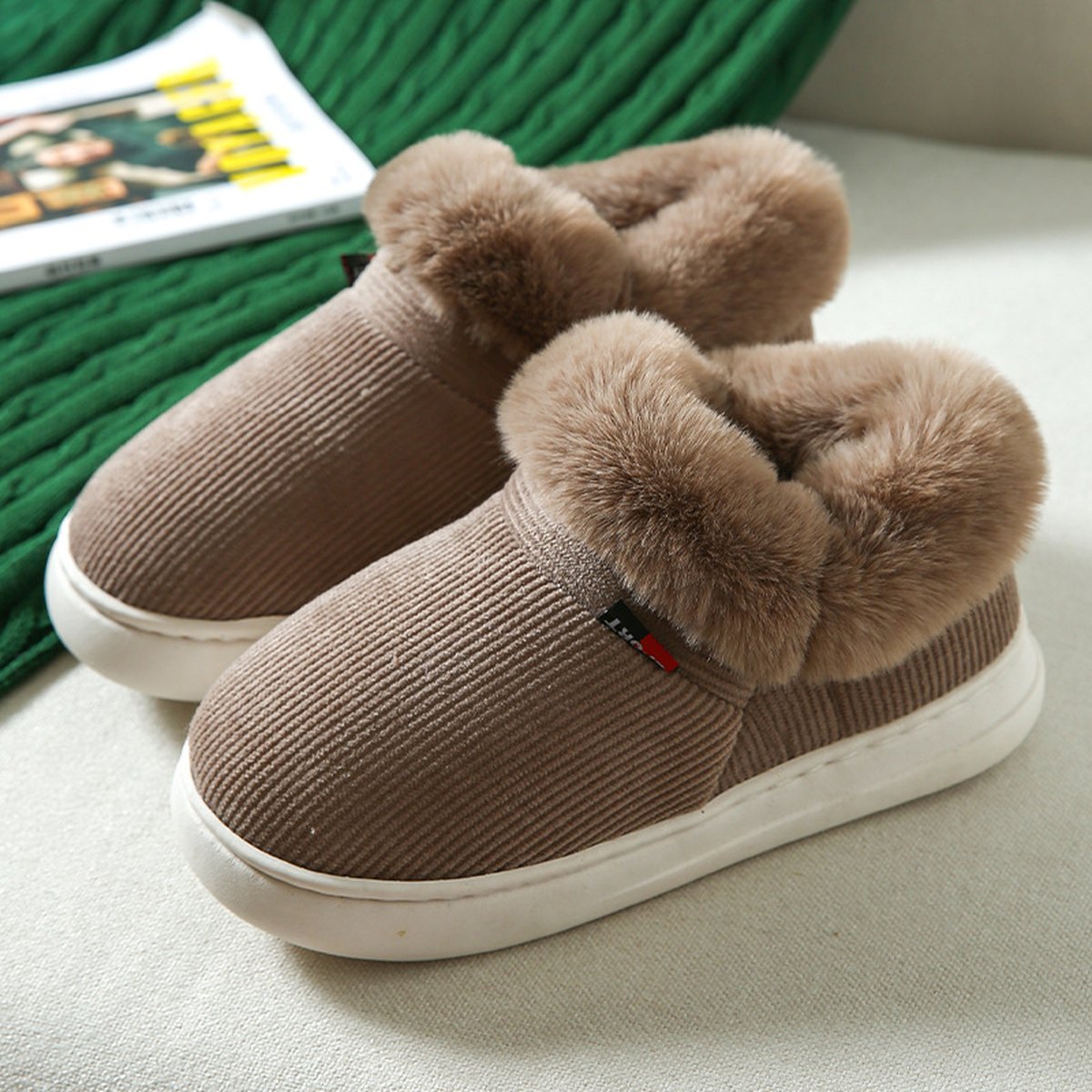 Fluffy Corduroy House Slippers