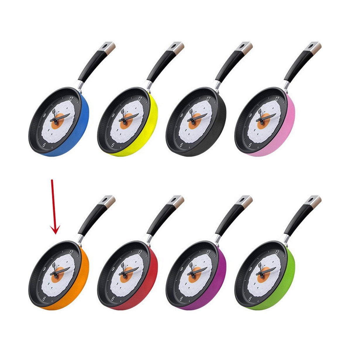 Fried Egg Pan Clock Mute Wall Watch