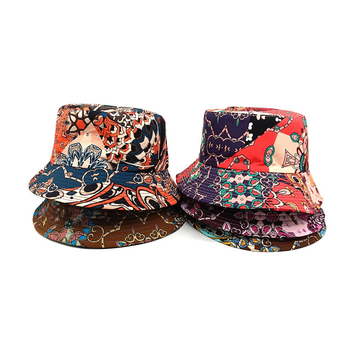 Geometric Bucket Hat Color Matching Printing Double-sided