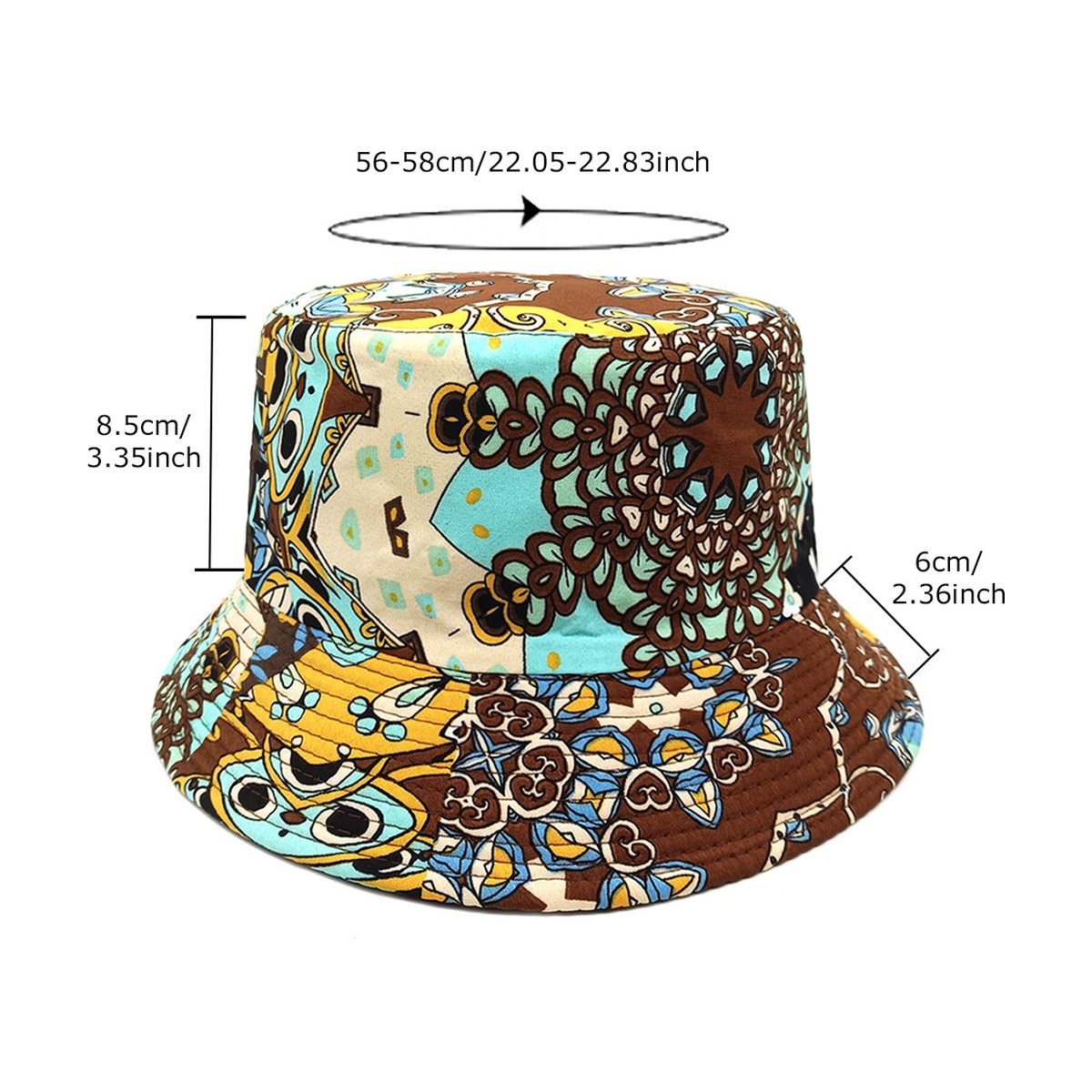 Geometric Bucket Hat Color Matching Printing Double-sided