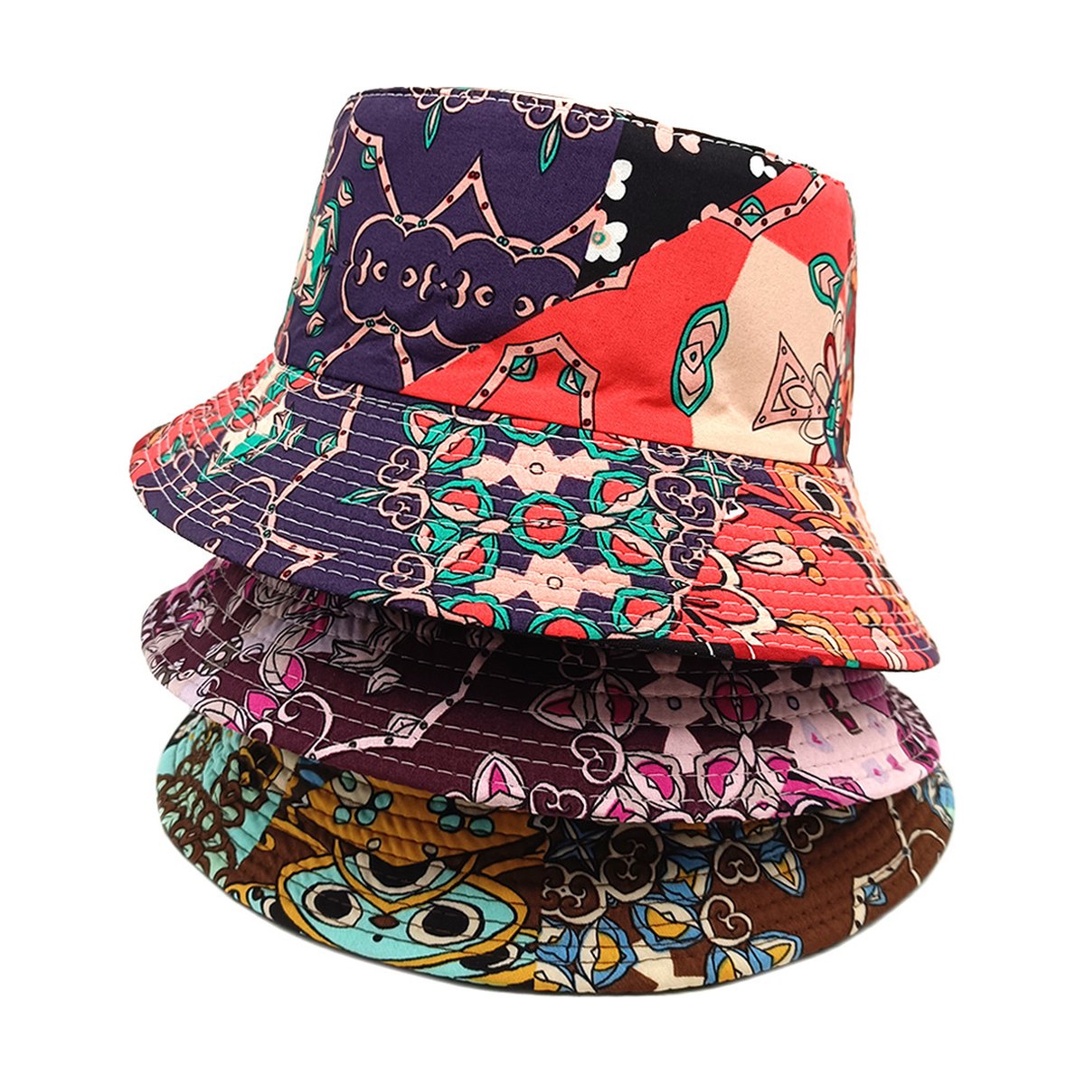 Geometric Bucket Hat Color Matching Printing Double-sided