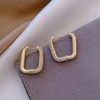 Geometric Square Earrings Zircon French