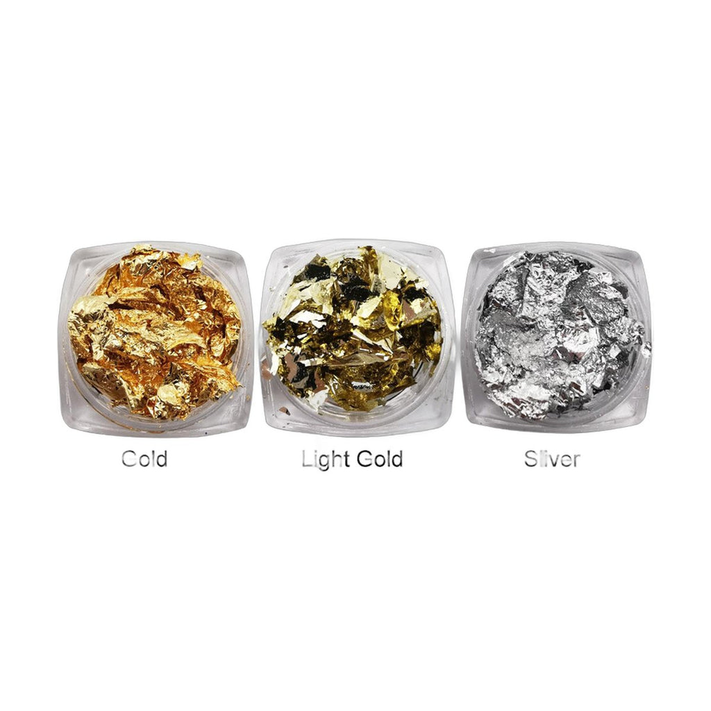 Gold Foil Broken Sequins Nail Jewelry 6-piece