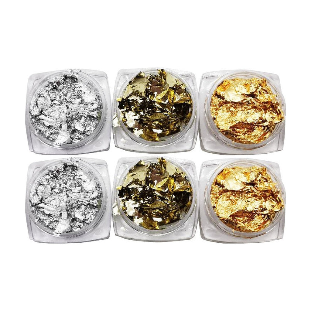 Gold Foil Broken Sequins Nail Jewelry 6-piece