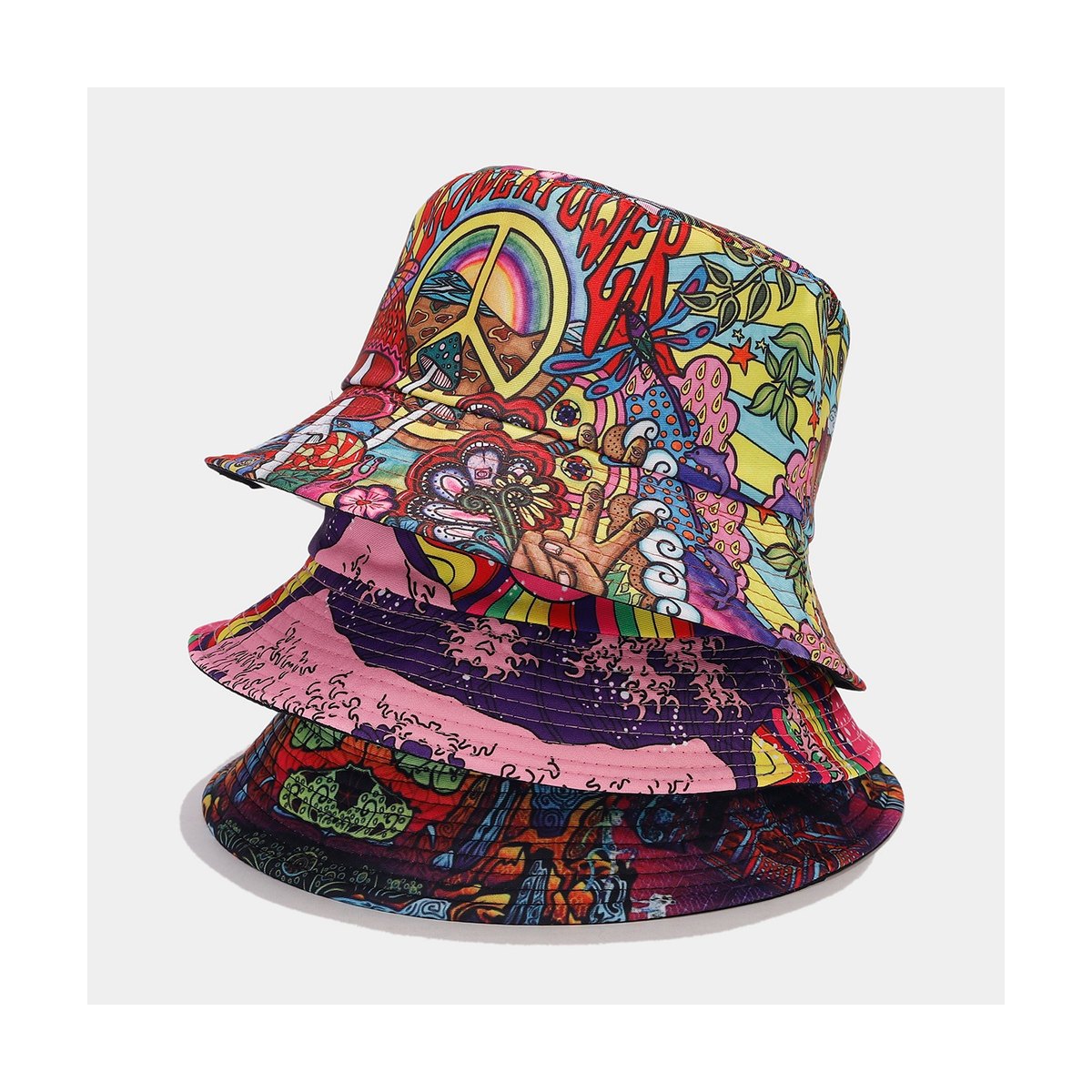 Graffiti Double-sided Bucket Hat Party Hip Hop