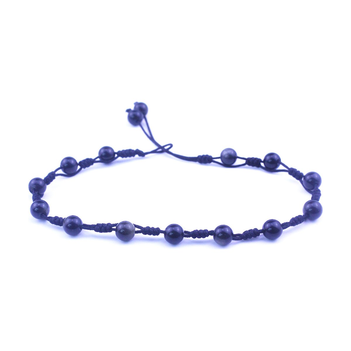 Hand-woven Natural Obsidian Anklet Protect Hope