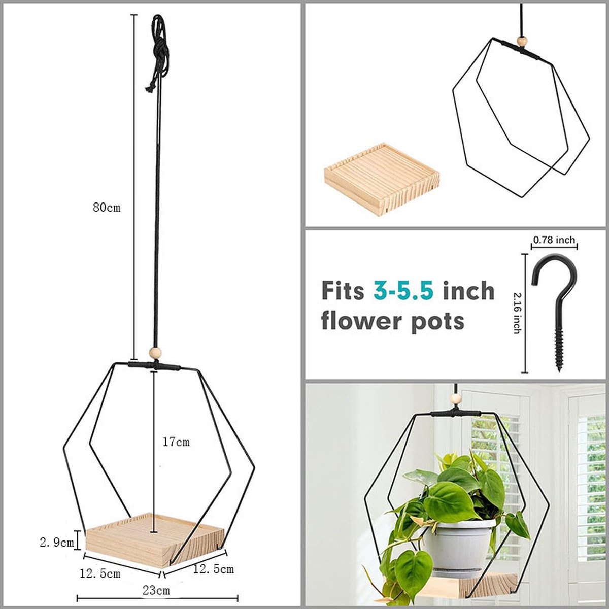 Hanging Flower Pot Plant Bracket Air Green