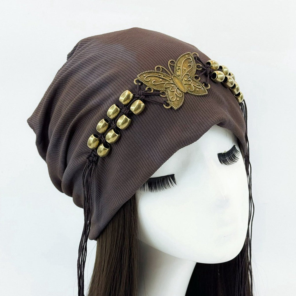 Hat Tie-dyed Tassel Beaded Beanie
