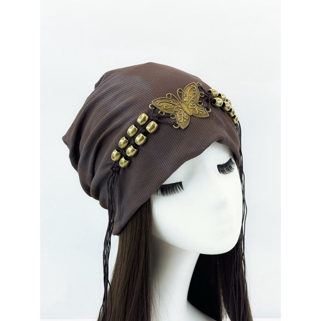 Hat Tie-dyed Tassel Beaded Beanie