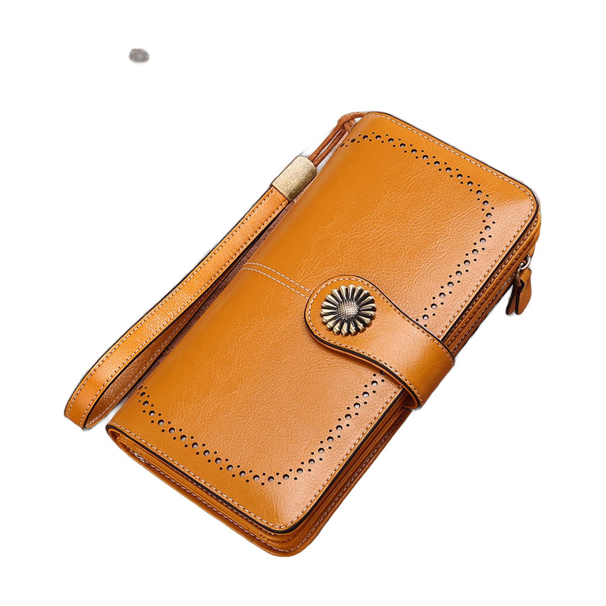 Hollow Clutch Leather Wallet Long Zipper Purse