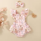 Infant Toddler Printed Triangular Romper Dress Bow