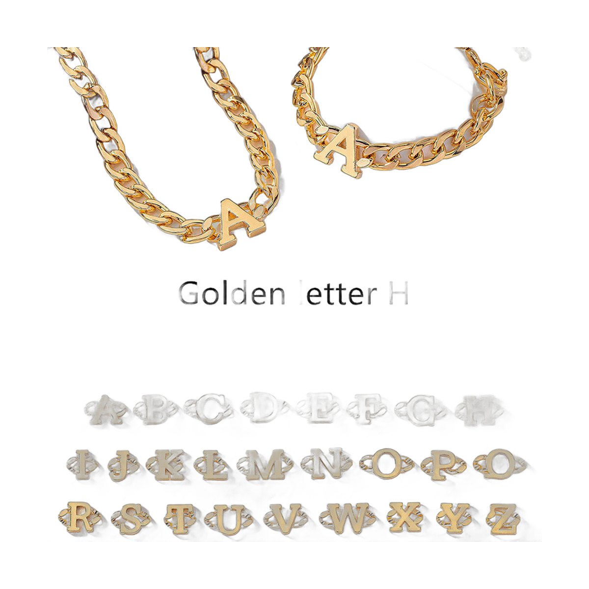 Initial Necklace & Bracelet Set