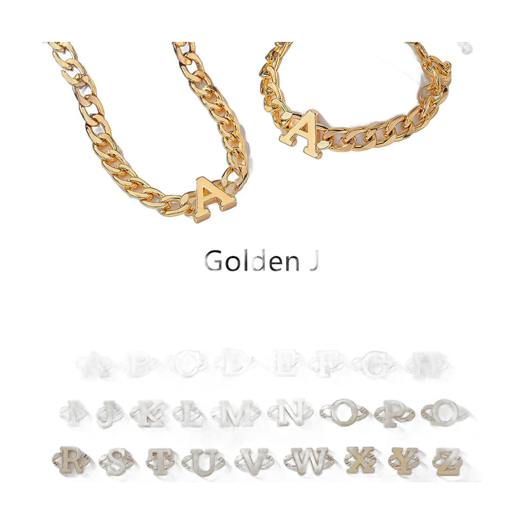 Initial Necklace & Bracelet Set