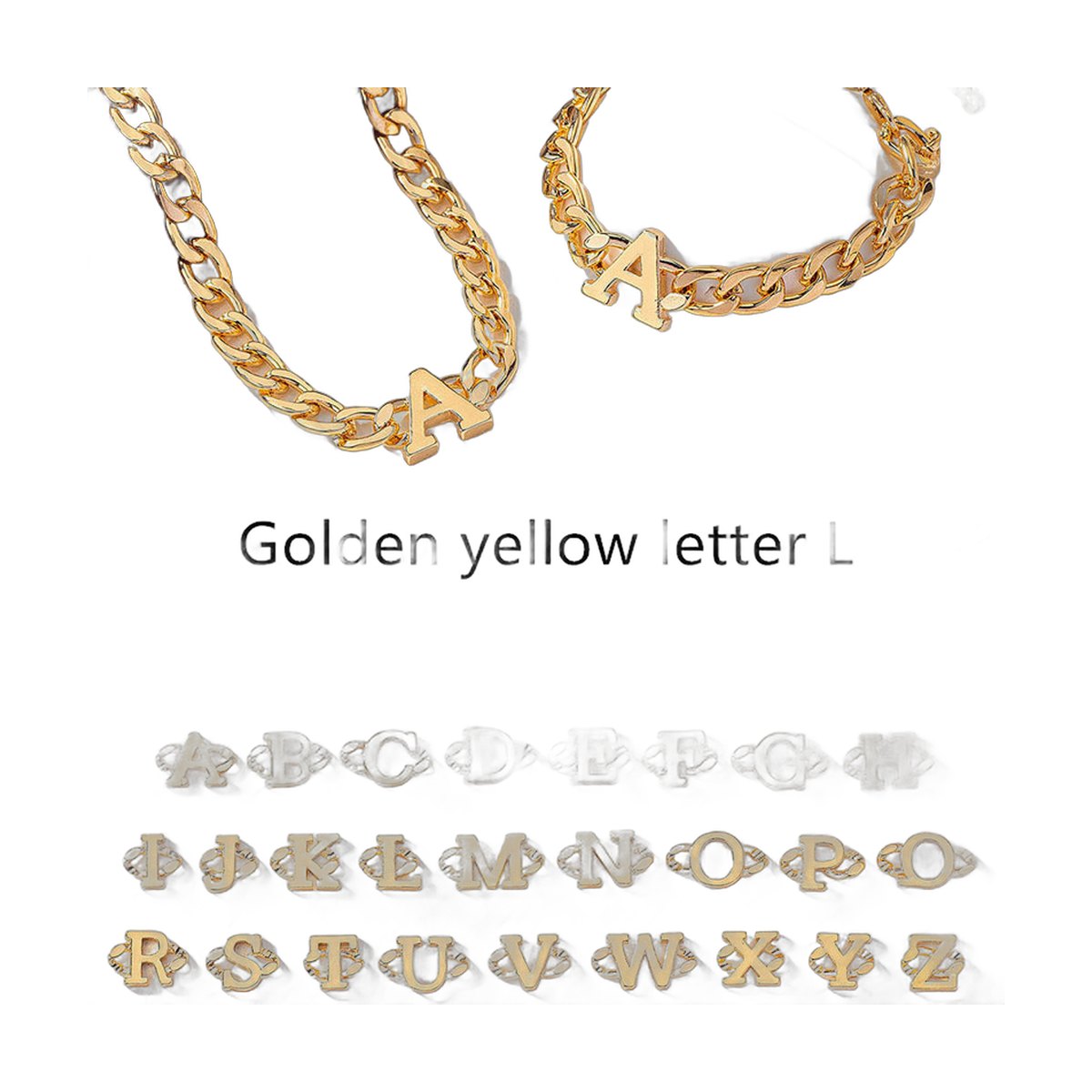 Initial Necklace & Bracelet Set