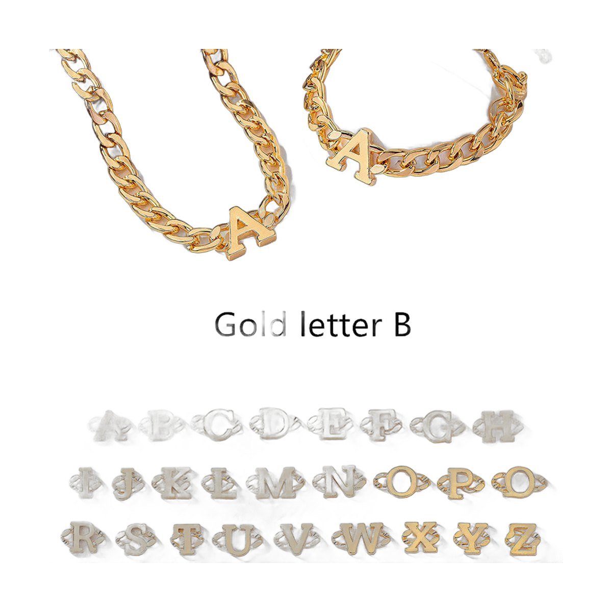 Initial Necklace & Bracelet Set