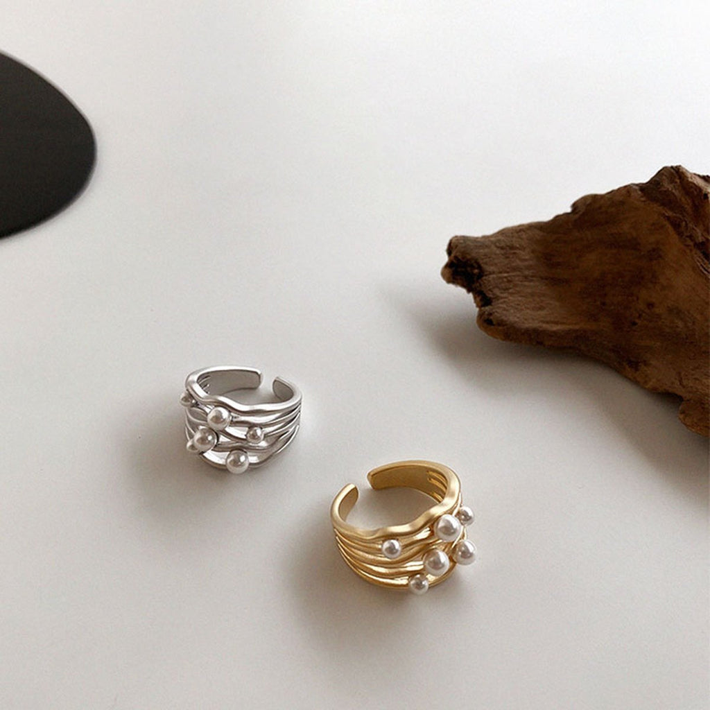 Irregular Metal Pearl Ring