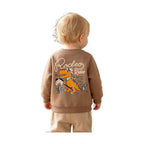 Kids Crew-neck Cartoon Hoodie Desert Dinosaur Print