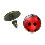 Ladybug Gemstone Stud Earrings Round Ring