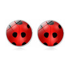 Ladybug Gemstone Stud Earrings Round Ring
