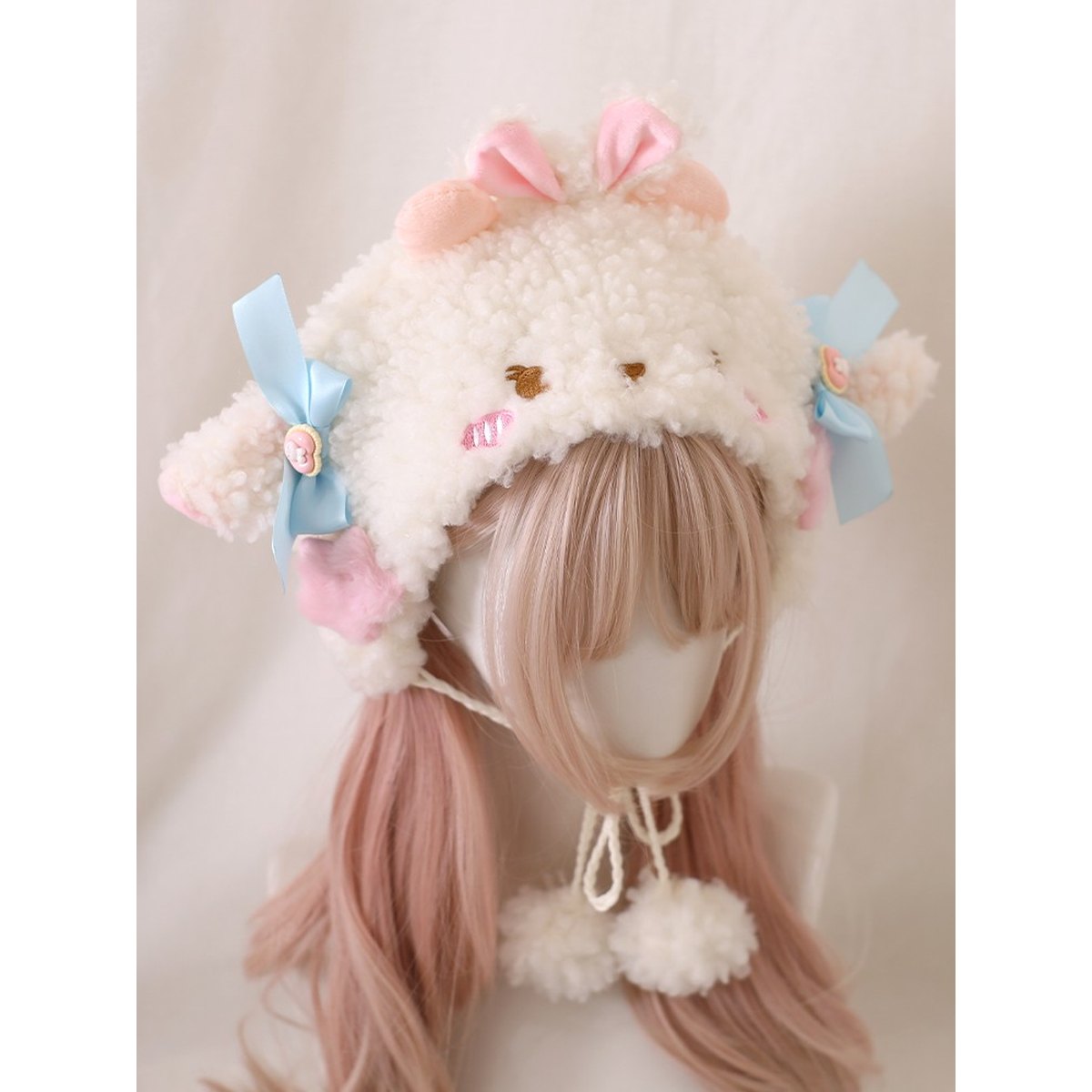 Lamb Ears Earmuffs Hat Lambswool Bucket