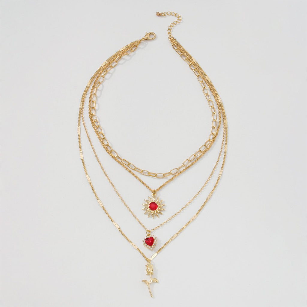 Layered Necklace Elegant Metal Chain Diamond