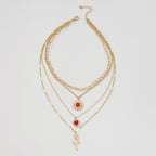 Layered Necklace Elegant Metal Chain Diamond