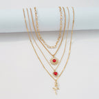Layered Necklace Elegant Metal Chain Diamond