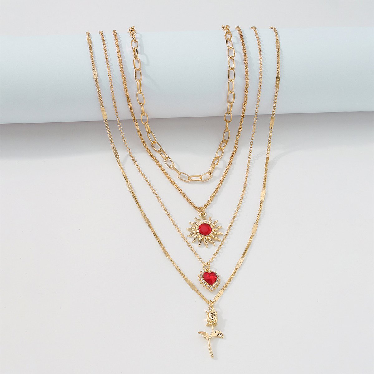 Layered Necklace Elegant Metal Chain Diamond