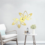 Leaf Wall Clock 3D Mirror