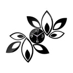 Leaf Wall Clock 3D Mirror