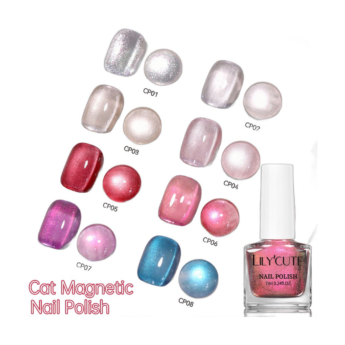 LILYCUTE Cat Eye Nail Polish – 8 Shades