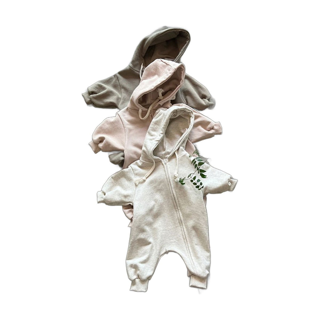Long Sleeved Hoodie Zipper Baby Jumpsuit
