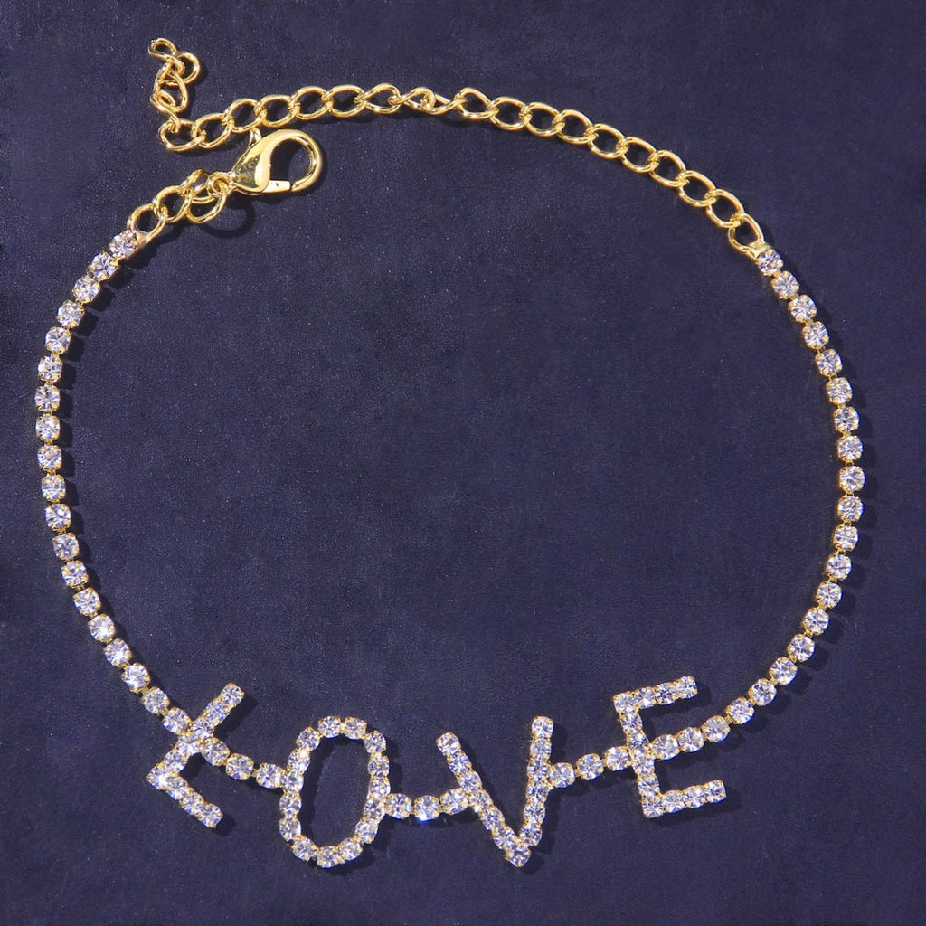 LOVE Rhinestone Anklet