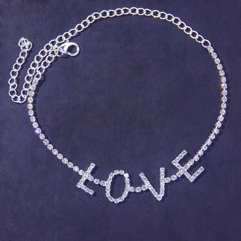 LOVE Rhinestone Anklet