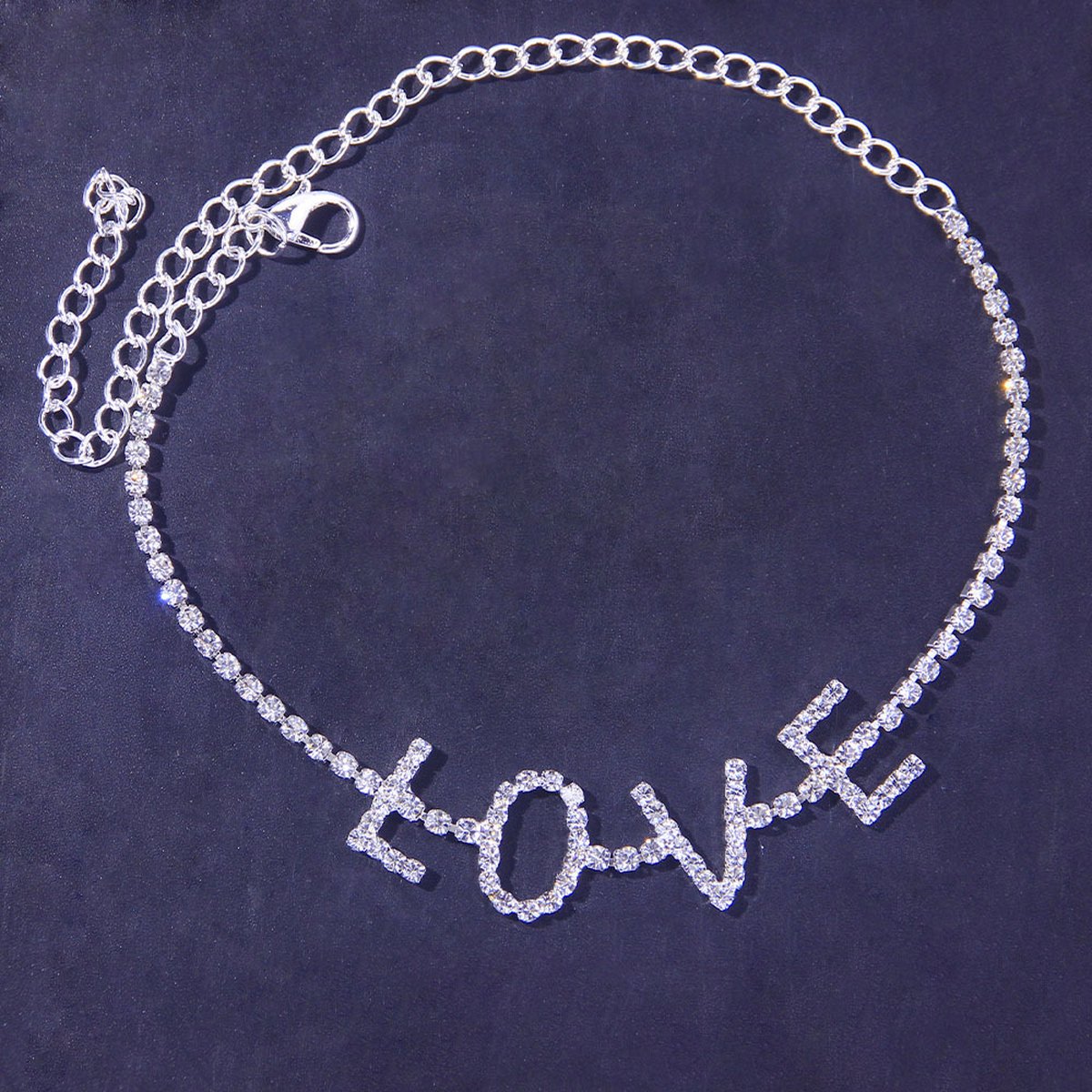 LOVE Rhinestone Anklet