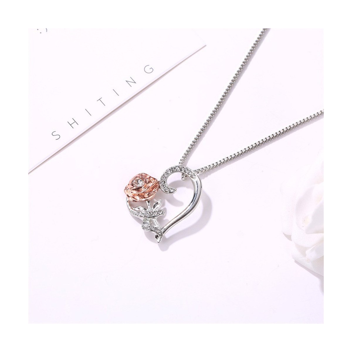 Love Rose Zircon Necklace Romance