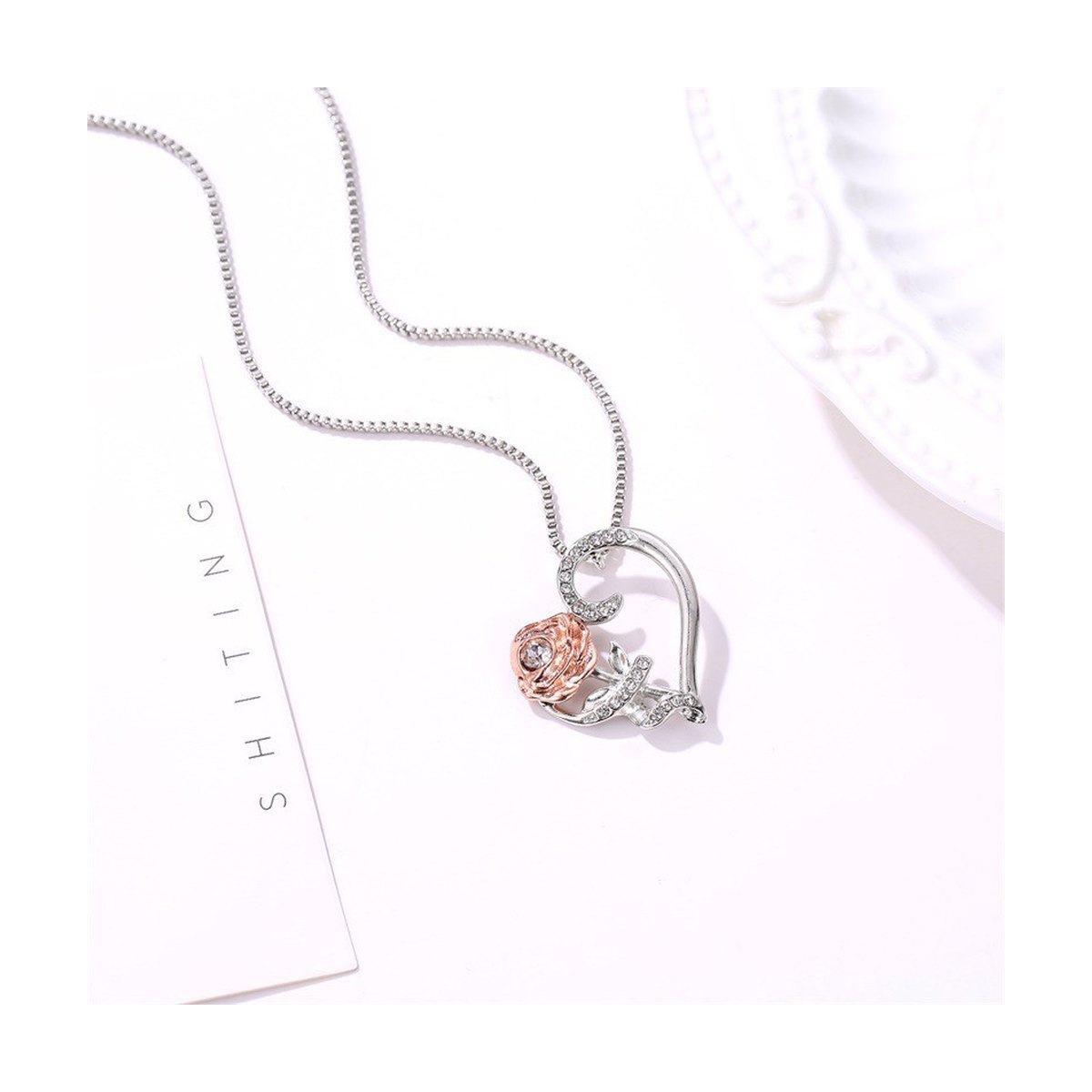 Love Rose Zircon Necklace Romance